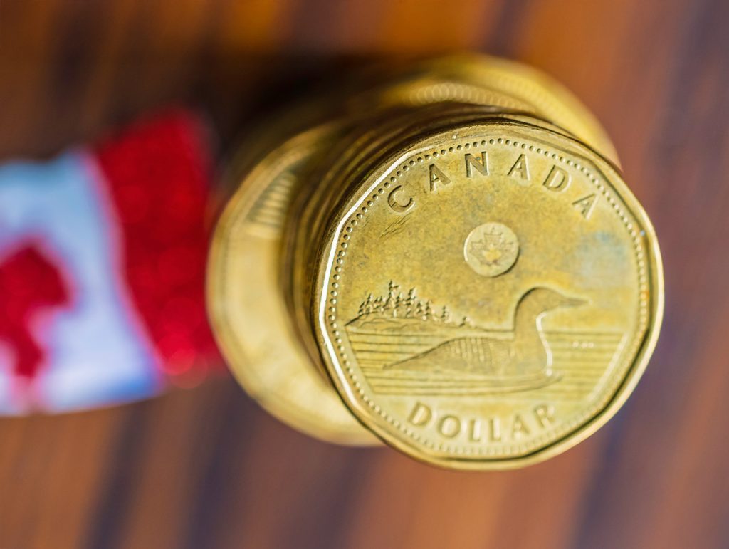 stack of canadian loonies