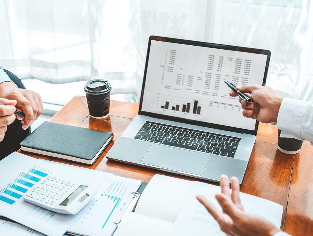 computer showing portfolio analytics analytics