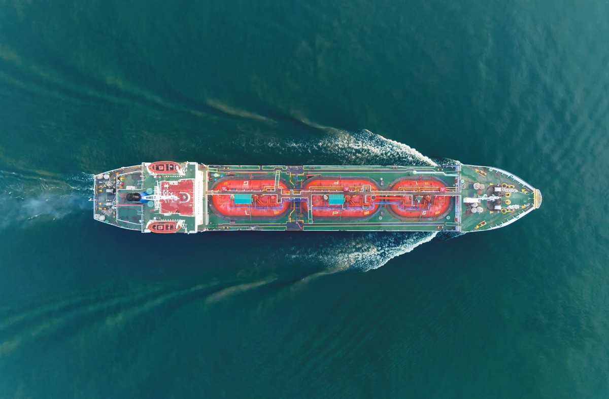 Oil tanker ship in the water