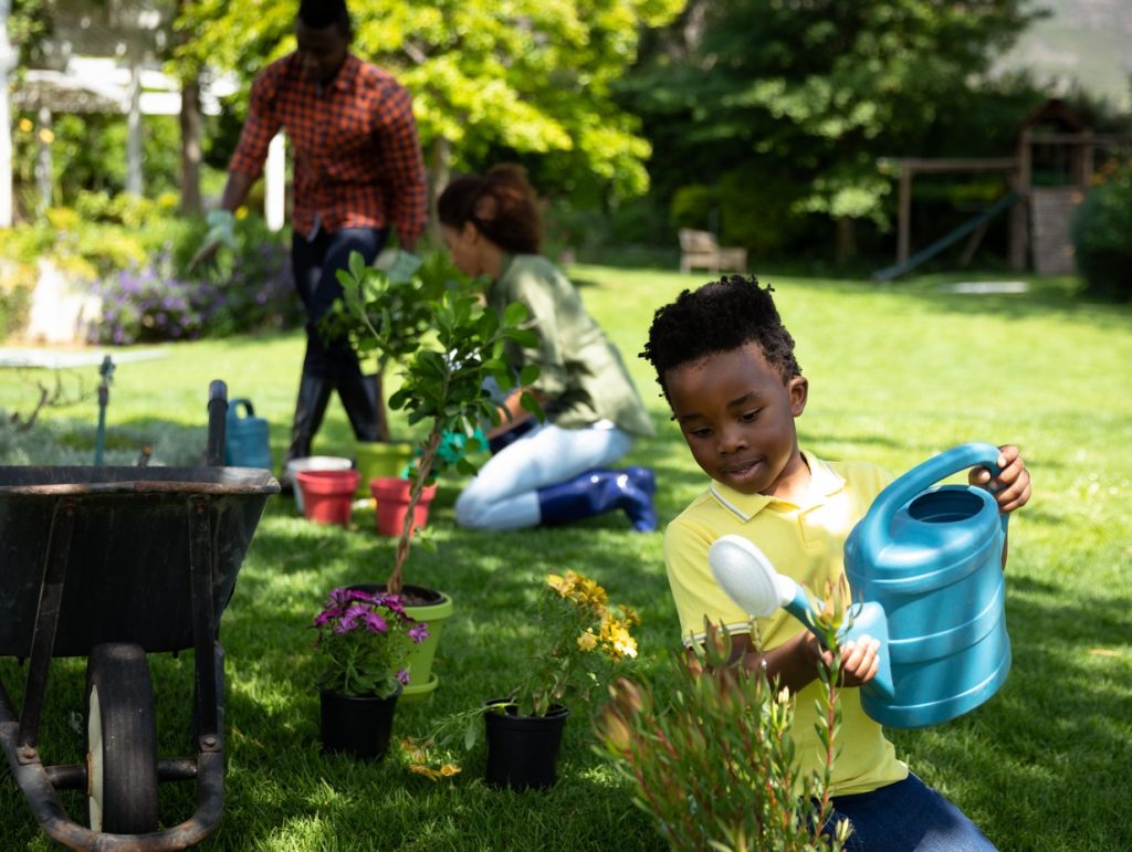 Family gardening together